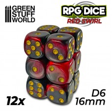 12x Dadi D6 16mm - Rosso Marmo